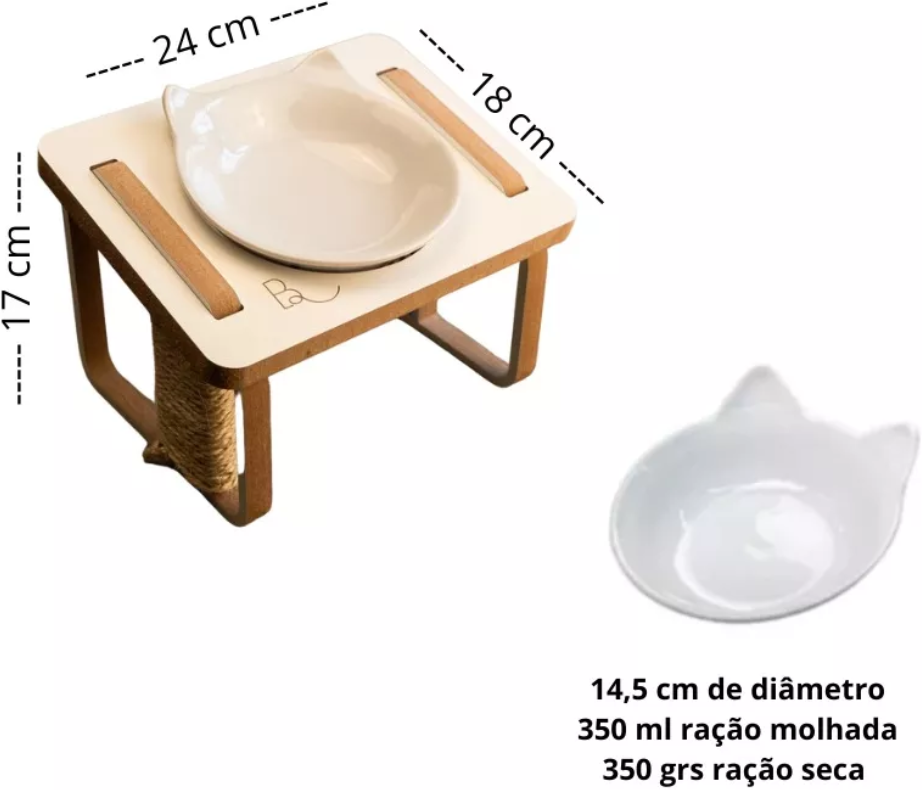 Comedouro Bastet Gigantes para Gatos Branco - Tam. Único