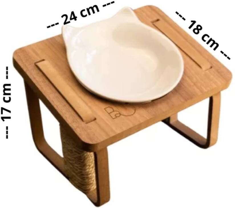 Comedouro Bastet Gigantes para Gatos Madeirado - Tam. Único