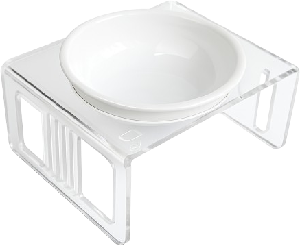 Bebedouro e Comedouro Bastet em Acrílico para Cães e Gatos Cristal - Tam. M