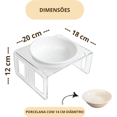 Bebedouro e Comedouro Bastet em Acrílico para Cães e Gatos Cristal