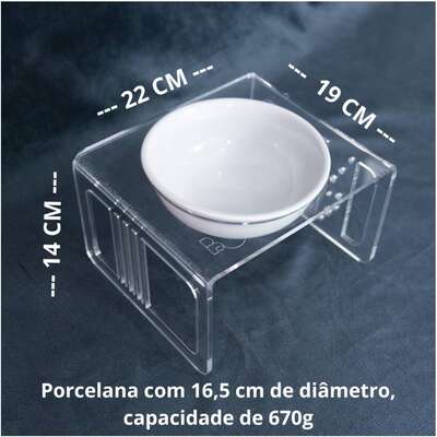 Bebedouro e Comedouro Bastet em Acrílico para Cães e Gatos Cristal
