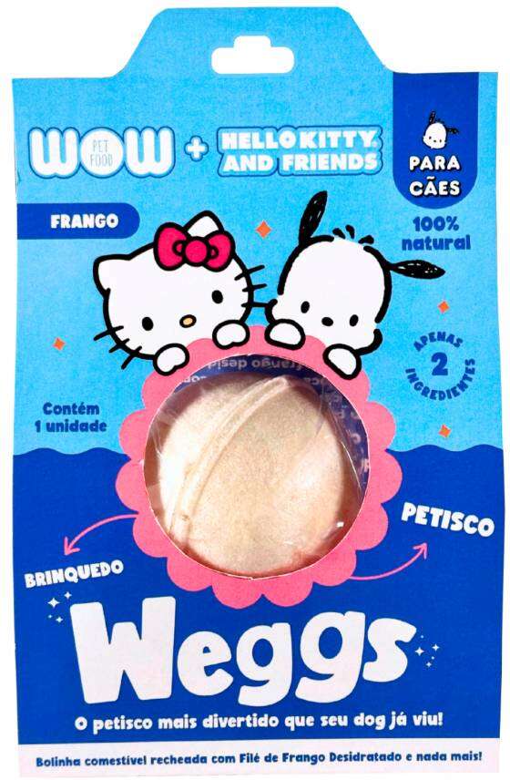 Petisco WOW Weggs Hello Kity para Cães Sabor Frango - 1 Unidade