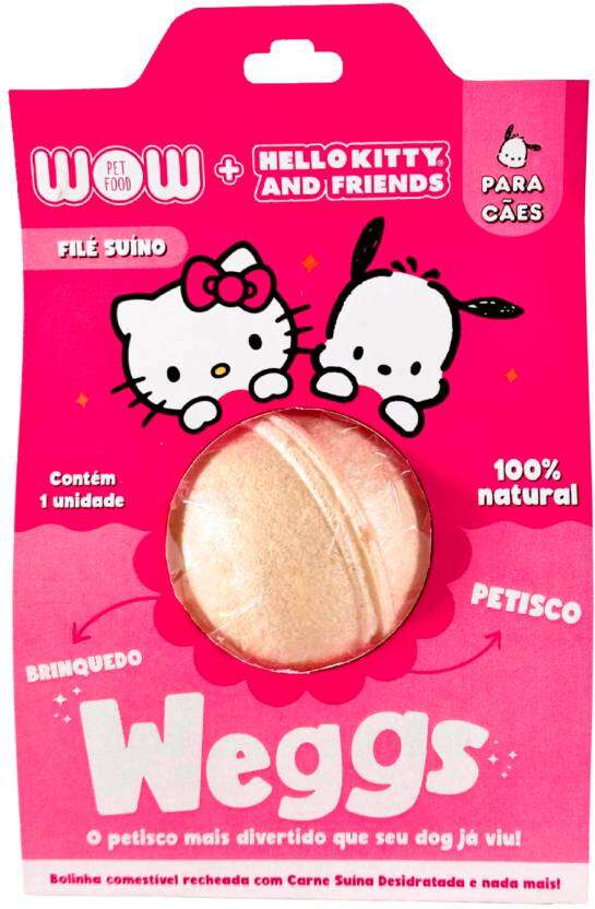 Petisco WOW Weggs Hello Kity para Cães Sabor Lombo - 1 Unidade