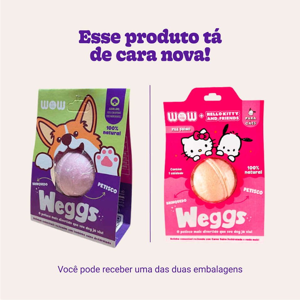 Petisco WOW Weggs Hello Kity para Cães Sabor Lombo - 1 Unidade