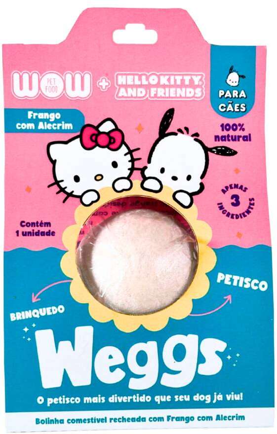 Petisco WOW Weggs Hello Kity para Cães Sabor Frango com Alecrim - 1 Unidade