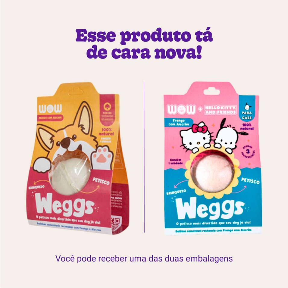 Petisco WOW Weggs Hello Kity para Cães Sabor Frango com Alecrim - 1 Unidade