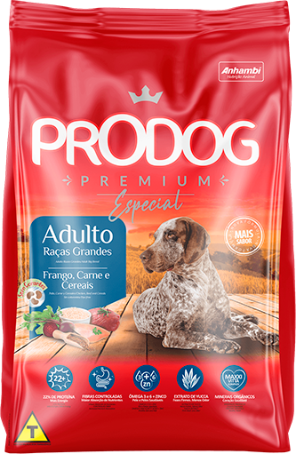 Ração Seca Prodog Frango, Carne e Cereais para Cães Adultos Raças Grandes - 25Kg