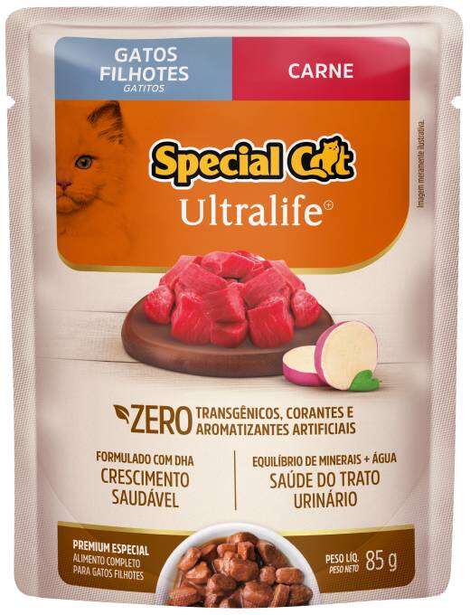 Ração Úmida Special Cat Sachê Carne para Gatos Filhotes - 85 g