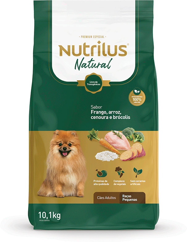 Ração Seca Nutrilus Natural Frango e Arroz para Cães Adultos Raças Pequenas - 10,1Kg