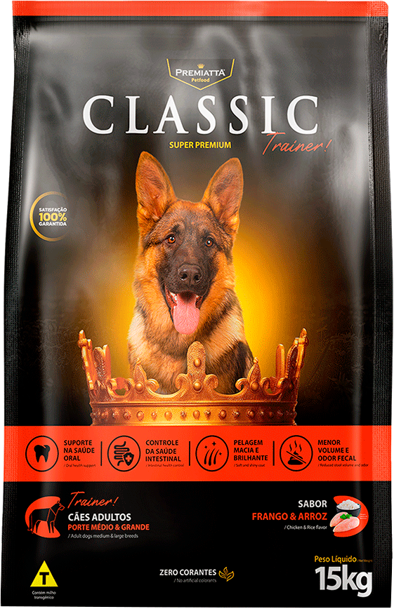 Ração Premiatta Classic Trainer para Cães Adultos de Porte Médio - 15Kg