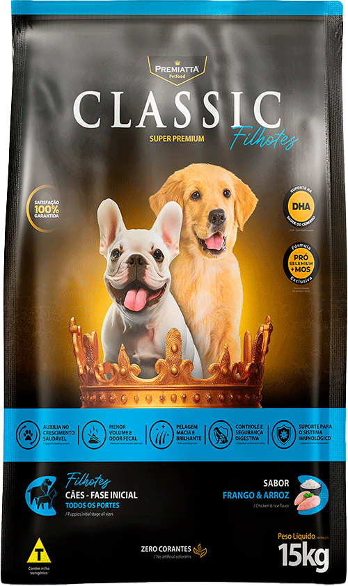 Ração Premiatta Classic para Cães Filhotes de Raças Pequenas, Médias e Grandes - 15Kg