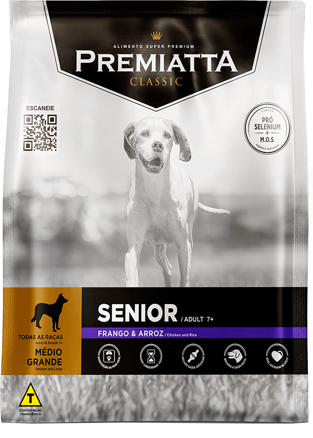 Ração Premiatta Classic Sênior para Cães de Raças Médias e Grandes - 15Kg