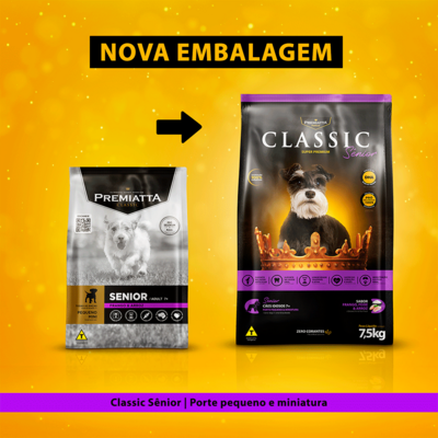 Ração Premiatta Classic Frango e Arroz para Cães Sênior de Raça Mini e Pequena
