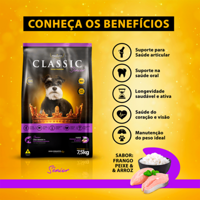Ração Premiatta Classic Frango e Arroz para Cães Sênior de Raça Mini e Pequena