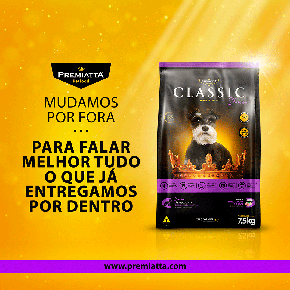 Ração Premiatta Classic Frango e Arroz para Cães Sênior de Raça Mini e Pequena - 7,5Kg