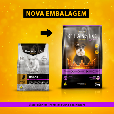 Ração Premiatta Classic Frango e Arroz para Cães Sênior de Raça Mini e Pequena