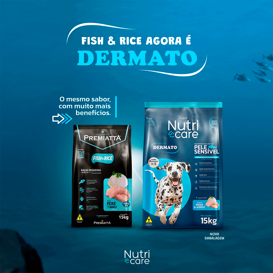 Ração Premiatta Nutri Care Fish & Rice para Cães Adultos - 15Kg