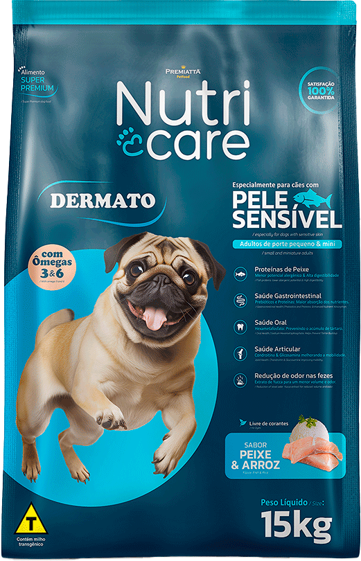 Ração Premiatta Nutri Care Fish & Rice Mini Bits para Cães Adultos - 15Kg