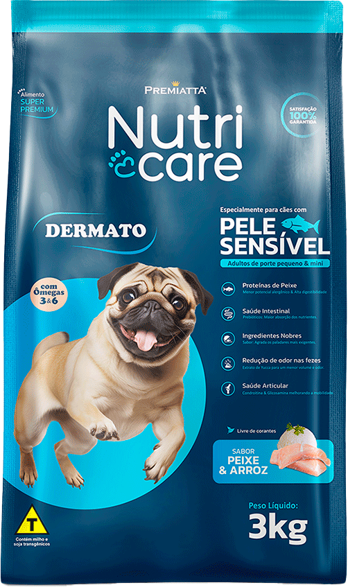Ração Premiatta Nutri Care Fish & Rice Mini Bits para Cães Adultos - 3Kg