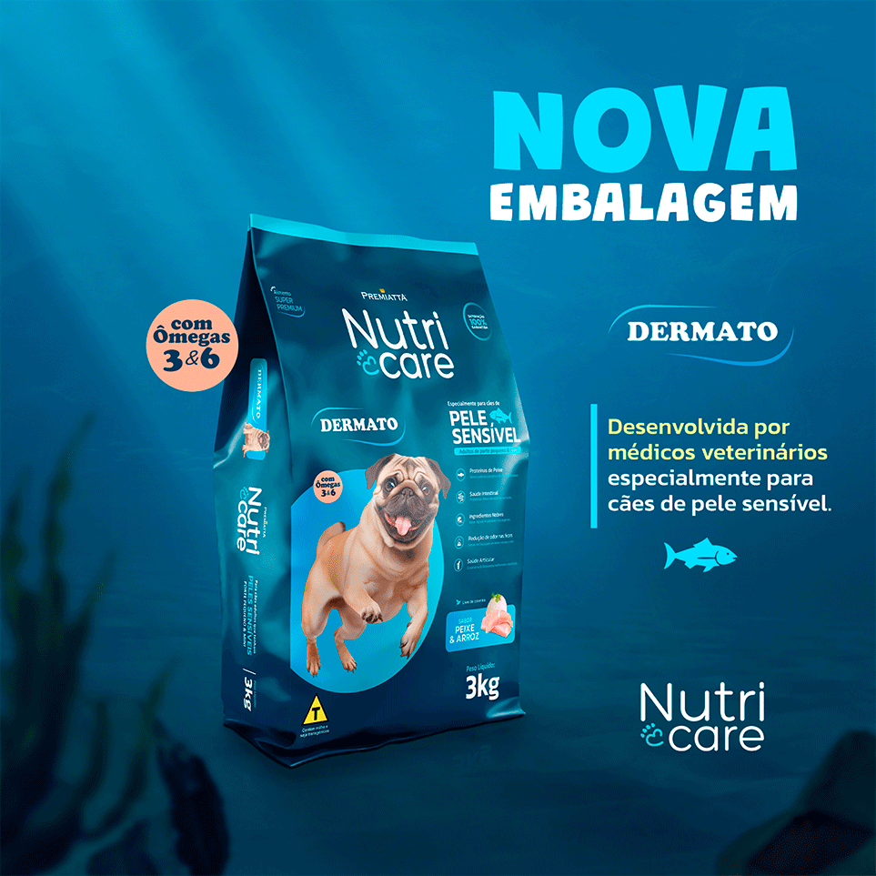 Ração Premiatta Nutri Care Fish & Rice Mini Bits para Cães Adultos - 3Kg