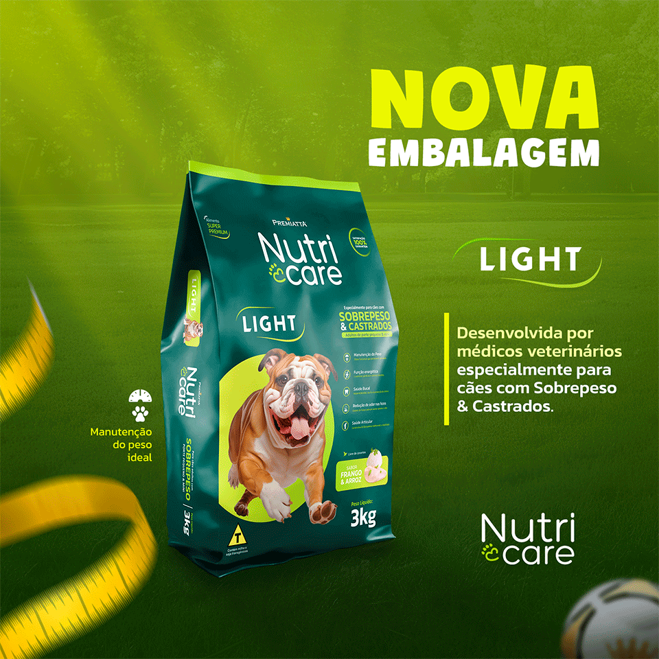 Ração Premiatta Nutri Care Mini Light para Cães Adultos - 3Kg