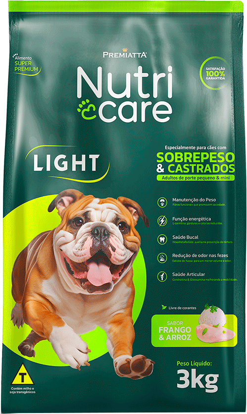 Ração Premiatta Nutri Care Mini Light para Cães Adultos - 3Kg