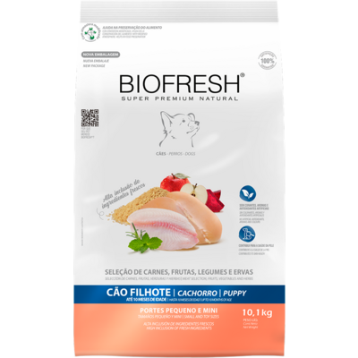 Ração Seca Biofresh Mix de Carne, Frutas, Legumes e Ervas Frescas Cães Filhotes de Raças Pequenas e Minis