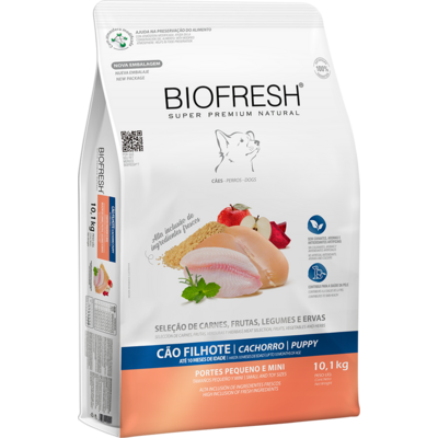 Ração Seca Biofresh Mix de Carne, Frutas, Legumes e Ervas Frescas Cães Filhotes de Raças Pequenas e Minis