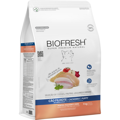 Ração Seca Biofresh Mix de Carne, Frutas, Legumes e Ervas Frescas Cães Filhotes de Raças Pequenas e Minis
