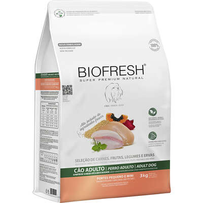 Ração Seca Biofresh Mix de Carne, Frutas, Legumes e Ervas Frescas Cães Adultos de Raças Pequenas e Minis