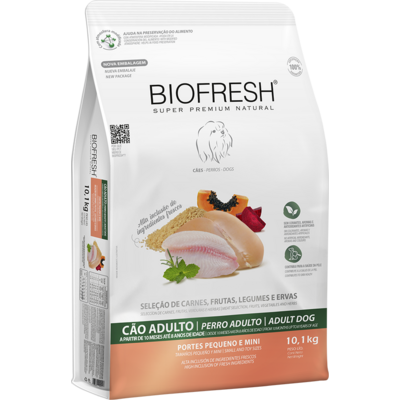 Ração Seca Biofresh Mix de Carne, Frutas, Legumes e Ervas Frescas Cães Adultos de Raças Pequenas e Minis
