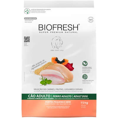 Ração Seca Biofresh Mix de Carne, Frutas, Legumes e Ervas Frescas Cães Adultos de Raças Pequenas e Minis