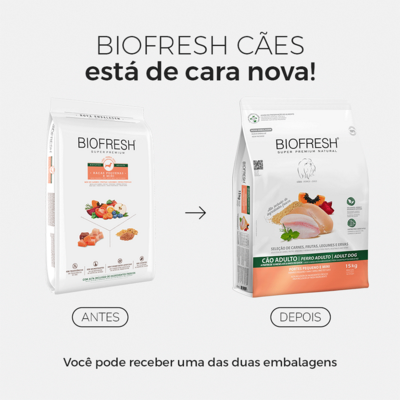 
Ração Seca Biofresh Mix de Carne, Frutas, Legumes e Ervas Frescas Cães Adultos de Raças Pequenas e Minis