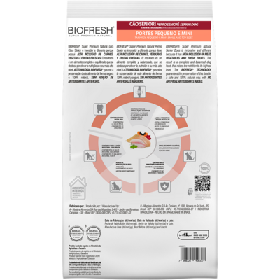Ração Seca Biofresh Mix de Carne, Frutas, Legumes e Ervas Frescas Cães Sênior de Raças Pequenas e Minis