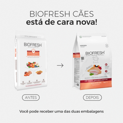 Ração Seca Biofresh Mix de Carne, Frutas, Legumes e Ervas Frescas Cães Sênior de Raças Pequenas e Minis
