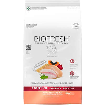 Ração Seca Biofresh Mix de Carne, Frutas, Legumes e Ervas Frescas Cães Sênior de Raças Pequenas e Minis