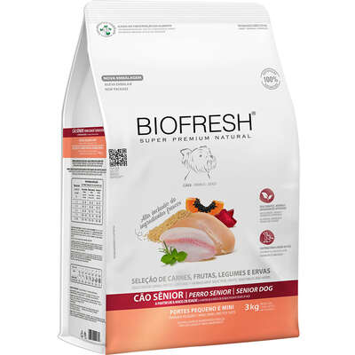 Ração Seca Biofresh Mix de Carne, Frutas, Legumes e Ervas Frescas Cães Sênior de Raças Pequenas e Minis