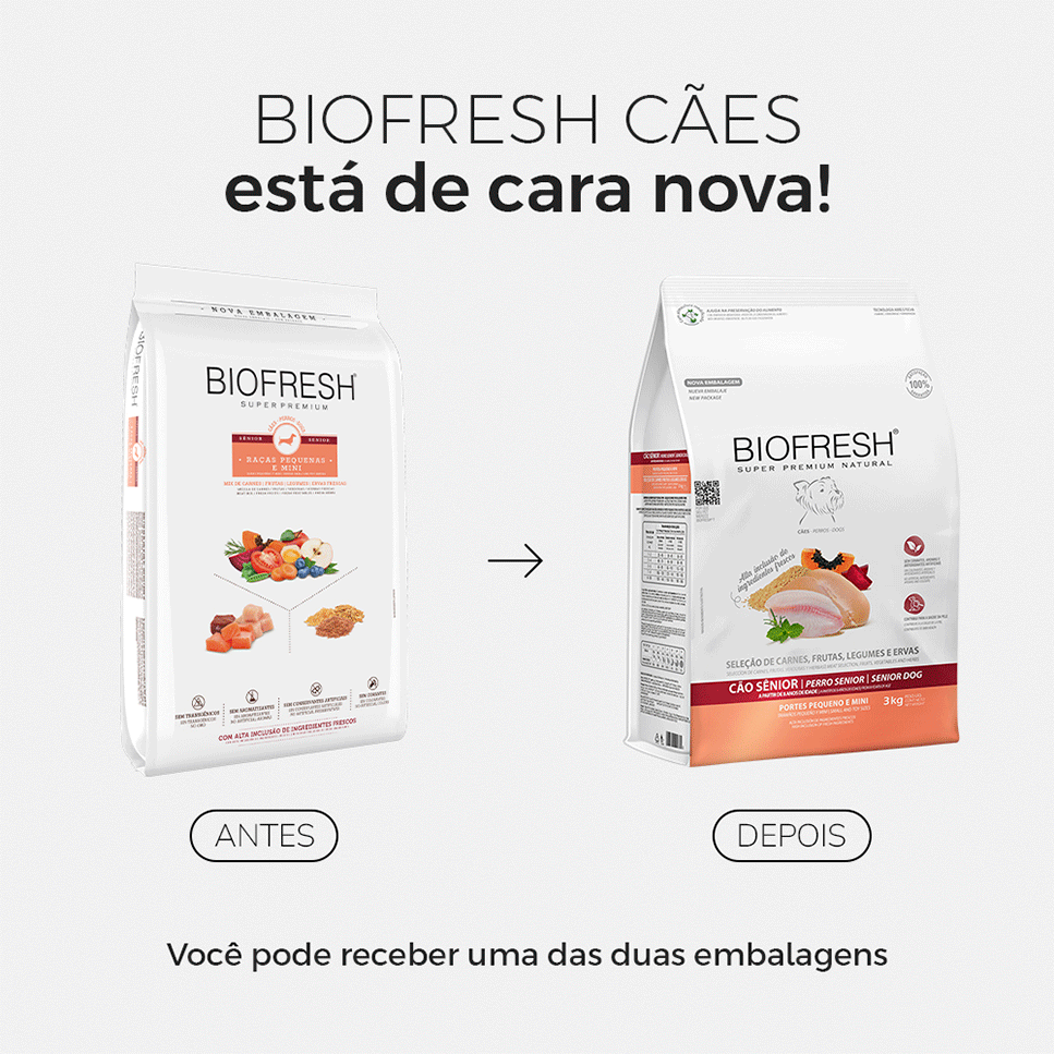 Ração Seca Biofresh Mix de Carne, Frutas, Legumes e Ervas Frescas Cães Sênior de Raças Pequenas e Minis - 3Kg