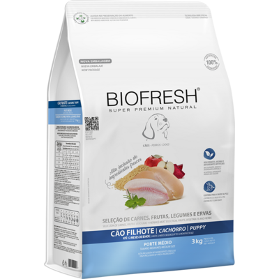 Ração Seca Biofresh Mix de Carne, Frutas, Legumes e Ervas Frescas Cães Filhotes de Raças Médias