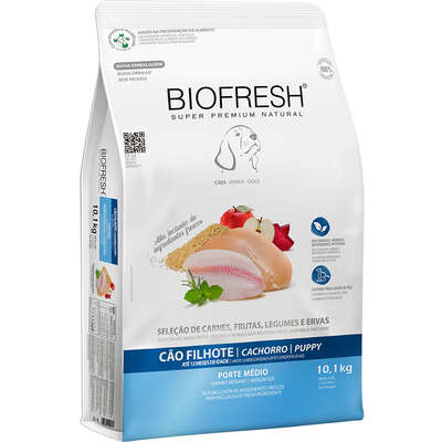 Ração Seca Biofresh Mix de Carne, Frutas, Legumes e Ervas Frescas Cães Filhotes de Raças Médias
