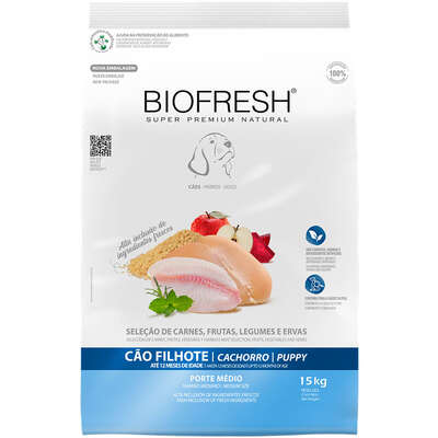 Ração Seca Biofresh Mix de Carne, Frutas, Legumes e Ervas Frescas Cães Filhotes de Raças Médias