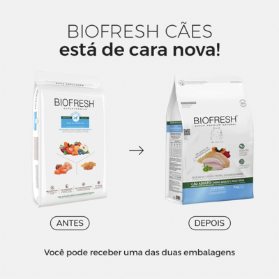 Ração Seca Biofresh Mix de Carne, Frutas, Legumes e Ervas Frescas Cães Adultos de Raças Médias