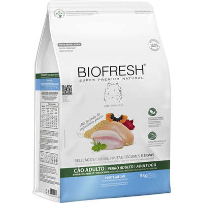 Ração Seca Biofresh Mix de Carne, Frutas, Legumes e Ervas Frescas Cães Adultos de Raças Médias