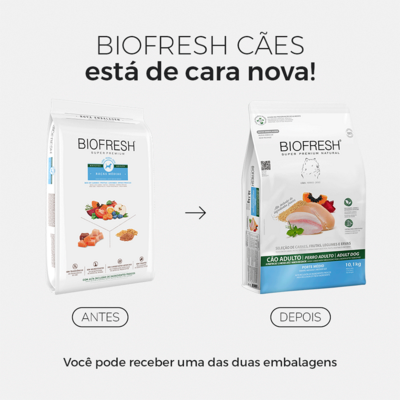 “Ração Seca Biofresh Mix de Carne, Frutas, Legumes e Ervas Frescas Cães Adultos de Raças Médias”