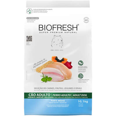 “Ração Seca Biofresh Mix de Carne, Frutas, Legumes e Ervas Frescas Cães Adultos de Raças Médias”