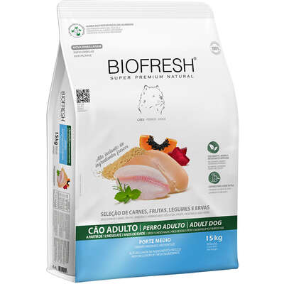 Ração Seca Biofresh Mix de Carne, Frutas, Legumes e Ervas Frescas Cães Adultos de Raças Médias