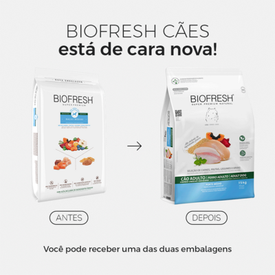 Ração Seca Biofresh Mix de Carne, Frutas, Legumes e Ervas Frescas Cães Adultos de Raças Médias