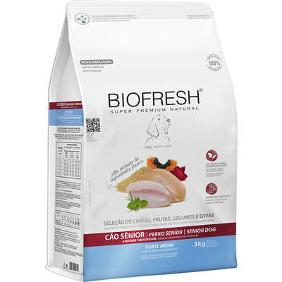Ração Seca Biofresh Mix de Carne, Frutas, Legumes e Ervas Frescas Cães Sênior de Raças Médias