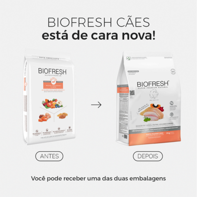 Ração Seca Biofresh Mix de Carne, Frutas, Legumes e Ervas Frescas Cães Castrados de Raças Pequenas e Minis