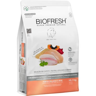 Ração Seca Biofresh Mix de Carne, Frutas, Legumes e Ervas Frescas Cães Castrados de Raças Pequenas e Minis
